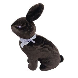 Bestever Chocolate Bunny Plush brown rabbit purple bow Embossed fabric Easter